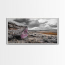 Painted Boulder, Wild Plains, Desert Glow, Framed Canvas Print, Fall Wall Art, Rustic Decor, Southwestern Art, Landscape Photography