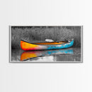 Painted Canoe, River Reflections, Nature Boating, Color Pop Art, Canvas Print, Lakeside Wall Decor, Adventure Theme, Rustic Office Art