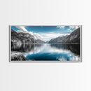 Mountain Lake, Blue Water, Fjord View, Canvas Print, Scandinavian Landscape, Calm Nature Wall Art, Office or Bedroom Modern Decor