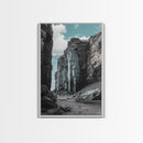 Canyon Rocks, Earth Tones, Cliff Path, Scenic Sky, Framed Canvas Print modern rustic art, desert wall decor, hallway landscape canvas