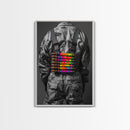 Colorful Ammo Art, Bold Bullets, Neon War, Framed Canvas Print, Urban Wall Art, Edgy Decor, Man Cave Accent, Pop Art Style