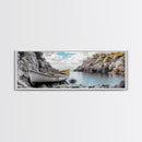 Abandoned Rowboat, Rustic Shore, Autumn Cove, Island Serenity, Framed Canvas Print, Lakehouse Decor, Coastal Wall Art, Nature Print