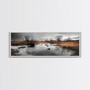 Marshland Autumn, Nature Landscape, Golden Hour Swamp View, Framed Canvas Print, Rustic Fall Home Decor, Entryway or Office Wall Art