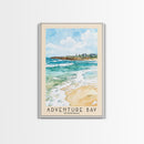 Adventure Bay, Australia Watercolor Beach Print, Vacation Gift, Australia Wall Art, Framed Canvas Print, Framed Beach Painting
