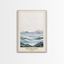 Honshu, Japan Watercolor Print, Vacation Gift, Japan Wall Art, Beach Painting, Beach Decor, Large Wall Art, Wood Frame Art