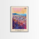 Szolnok Hungary Travel Poster Framed Canvas Print, Watercolor Painting, Scenic Wall Art, Home Decor, Hungarian Landscape, Traditional Art
