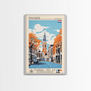 Enschede Netherlands Travel Poster Framed Canvas Print, Midcentury Modern Art, Pop Art Wall Decor, Scenic Wall Art, Bedroom Decoration