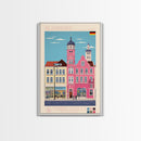 Gelsenkirchen Germany Travel Poster Framed Canvas Print, Midcentury Modern Art, Pop Art Wall Decor, Scenic Living Room Art, Bedroom Gift
