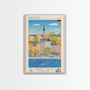 Hanover Germany Travel Poster Framed Canvas Print, Midcentury Modern Art, Pop Art Wall Decor, Scenic Wall Art, Living Room Decoration, Office Art