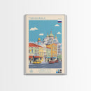 Makhachkala Russia Travel Poster Framed Canvas Print, Midcentury Modern Art, Pop Art Wall Decor, Scenic Wall Art, Living Room Decoration, Office Art