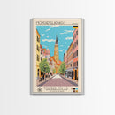 Mönchengladbach Germany Travel Poster Framed Canvas Print, Midcentury Modern Art, Pop Art Wall Decor, Scenic Living Room Art, Bedroom Gift
