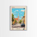 Pärnu Estonia Travel Poster Framed Canvas Print, Midcentury Modern Art, Pop Art Wall Decor, Scenic Wall Art, Bedroom Decoration