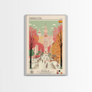 Zaragoza Spain Travel Poster Framed Canvas Print, Midcentury Modern Art, Pop Art Wall Decor, Living Room Art, Vacation Gift