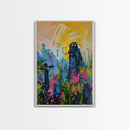 Halloween Ghost Bride Framed Canvas Print, Unique Spooky Decor, Living Room Art, Whimsical Ghostly Home Decoration, Retro Style Wall Art