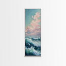 Textured Canvas Painting of Ocean Waves, Ocean Landscape Framed Art, Coastal Wall Art for Beach House, Beach Art Print, Modern Wall Art