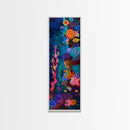 Colorful Underwater Art Print, Vibrant Wall Art Framed on Canvas, Black Light Poster, Fish Poster Art, Vertical Canvas Art, Living Room Art