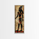Egyptian Art Depiction of Osiris - Framed Canvas Print, Midcentury Modern Wall Art, Skinny Art, Tall Art, Living Room Decor