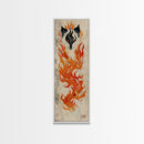 Fiery Kitsune Spirit Skinny Art Tall Art Japanese Ukiyo-e Inspired Mythical Creature Framed Canvas Print