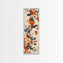 Skinny Art of Persimmon Branch with Delicate White Flowers – Japanese-Inspired Framed Canvas Print