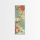 Plum Blossoms, Turquoise Sky, Japanese Art, Skinny Art, Tall Art, Framed Canvas Print, Ukiyo-e Style