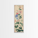 Skinny Art Tall Art Framed Canvas Print Stylized Morning Glory Blossoms In Subtle Pastel Hues Ukiyo-e Japanese Style Art Wood Block Print