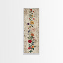 Skinny Art Tall Art Framed Canvas Print Vintage Style Floral Art With Mixed Blossoms On A Rustic Background Ukiyo-e Japanese Style Art