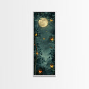 Full Moon And Butterflies In A Night Forest Japanese Style Framed Canvas Print, Wall Art Ready To Hang For Your Home
