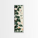 Creamy White Blossoms with Deep Green Leaves Overlapping on a Soft Background Ukiyo-e Art Japanese Framed Canvas Print Skinny Tall Art