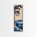 Skinny Art Tall Art Framed Canvas Print Japanese Style Art Blue Pine Tree Mount Fuji Wood Block Print Ukiyo-e Feng Shui Wall Art