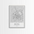 Brussels Street Map, Belgium Map, City Map Art, Modern Art, Wall Art, Canvas Print, Canvas Wall Art, Birthday Gift, Living Room Décor