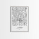 Columbus Street Map, Ohio Map, City Map Art, Minimalist Art, Wall Art, Canvas Print, Canvas Wall Art, Travel Decor, Office Wall Art