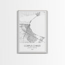 Corpus Christi Street Map, Texas Map, City Map Art, Minimalist Art, Wall Art, Canvas Print, Travel Wall Décor, Gift For Dad, Office Décor
