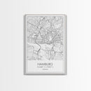 Hamburg Street Map, Germany Map, City Map Art, Minimalist Art, Wall Art, Canvas Print, Travel Wall Print, Gift For Traveler, Unique Art