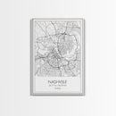 Nashville Street Map, Tennessee Map, City Map Art, Modern Art, Wall Art, Canvas Print, Music Studio Art, Gift For Music Lover, Travel Art