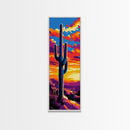 Saguaro Cactus Sunset Framed Canvas Print, Southwest Wall Art, Joshua Tree Art, Desert Art, Bright Colorful Wall Art, Rustic Decor, Gift Idea