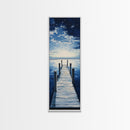 Dockside Tranquility Coastal Wall Art Framed Canvas Print Nautical Painting Blue and Green Wall Art Above Sofa Art Lake Tahoe Art