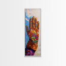 Vibrant Cowboy Glove Chicano Art Framed Canvas Print Whimsical Art Western Wall Art Colorful Home Decor Living Room Art