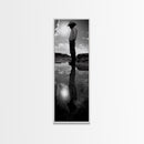 Lone Cowboy, Reflection Photography, Framed Canvas Print, Rustic Art, Moody Wall Art, Extra Wide Art, Southwest Wall Art
