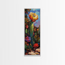 Vibrant Cactus Bloom Desert Painting Framed Canvas Print | Southwest Wall Art | Joshua Tree Art | Botanical Prints | Wildflower Painting
