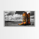 Embroidered Cowboy Boots Canvas Print | Western Wall Art | Chicano Art | Moody Art | Rustic Decor | Southwest Art | Extra Wide Art