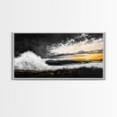Ocean Waves, coastal wall art, nautical painting, seascape painting, moody art, extra wide art, framed canvas print, panoramic painting