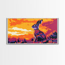 Jackrabbit, desert wildlife, rustic nature art, whimsical animal painting, boho decor, southwest wall art, framed canvas print