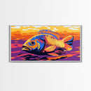 Vibrant Fish, Fly Fishing Art, Rustic Decor, Extra Wide Art, Nautical Wall Art, Framed Canvas Print, Gift Idea, Panoramic Art, Lake Tahoe Art