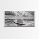 Straw Hat, Coastal Landscape Art, Wabi Sabi Art, Beach Wall Art, Rustic Decor, Extra Wide Art, Coastal Cowgirl Art, Canvas Print