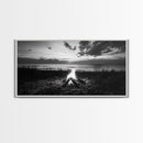 Beach Bonfire, coastal decor, nautical wall art, seascape painting, moody art, rustic wall art, dark romance painting, Canvas Print