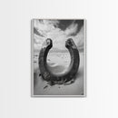 Horseshoe art, western decor, rustic wall art, wabi sabi wall art, moody photography, minimalist art, canvas print, living room art
