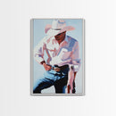 Modern Cowboy, rustic wall art, black cowgirl painting, farmhouse art, framed canvas print, wabi sabi art, moody art