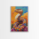 Colorful Snake, Mosaic Snake Painting, Desert Wall Art, Southwest Decor, Boho Art, Living Room Art, Canvas Print, Gift Idea