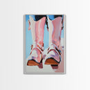 Cowboy Boots Painting, Coastal Cowgirl Wall Art, Western Decor, Farmhouse Art, Framed Canvas Print, Rustic Aesthetic, Bedroom Art, Gift Idea