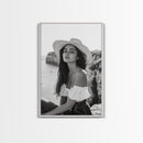 Coastal cowgirl wall art, boho art, framed canvas print, ocean photography, rustic decor, beach aesthetic, seascape painting, black and white art